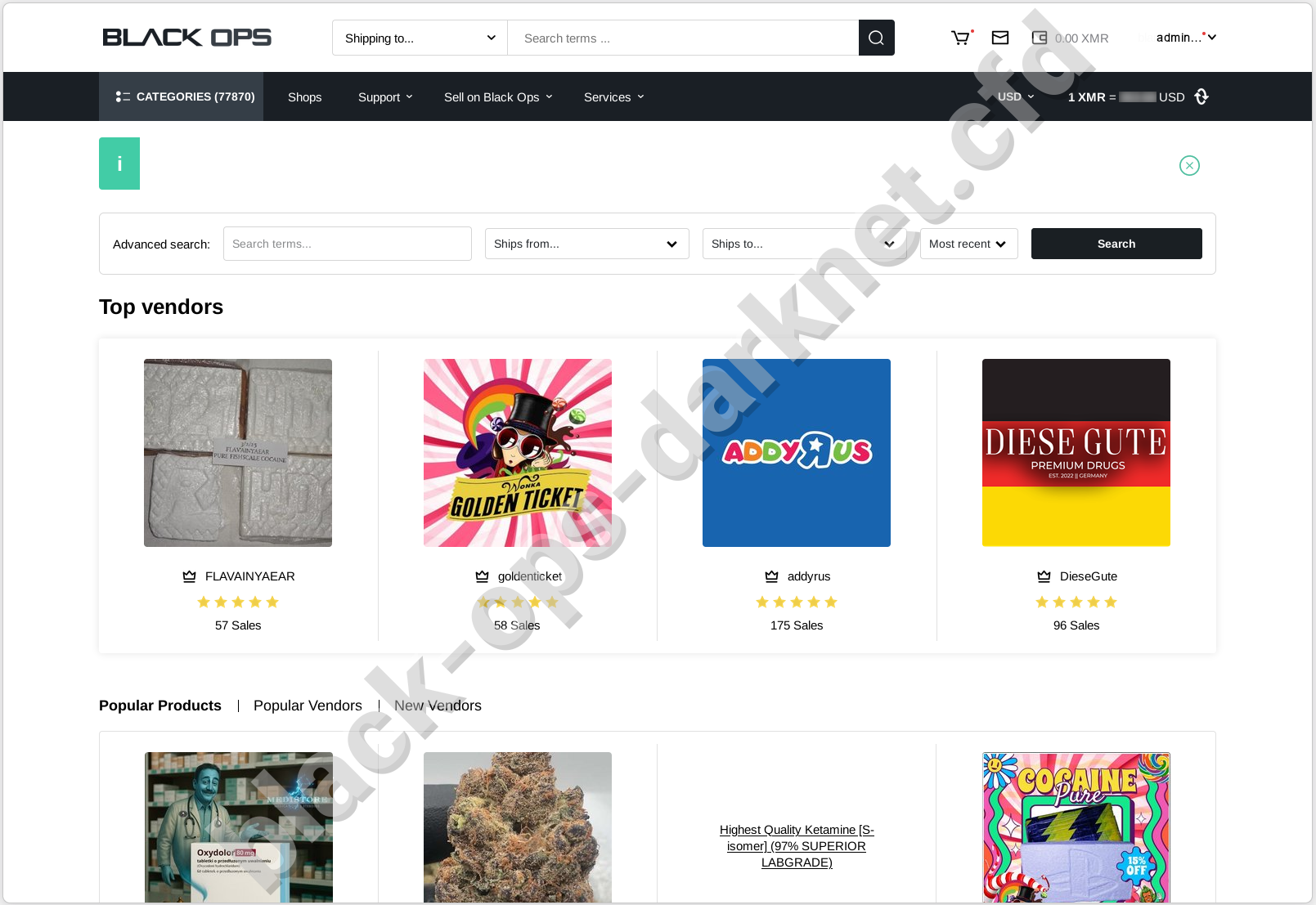 Blackops Darknet Market Dashboard 2026